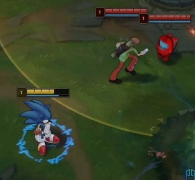 Riot_ChoGath's tweet image. queue up for one game of sonic and they counter pick amongus and shaggy are you serious