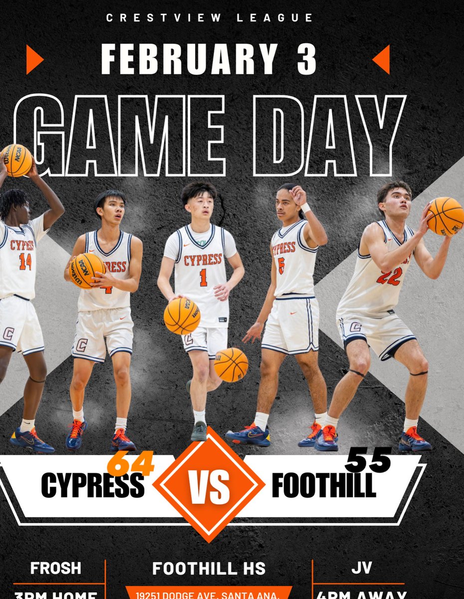 CypressCenturi1's tweet photo. Cypress (18-10) earned the 3rd place automatic bid in CiF D1. The Centurions beat Foothill 64-55. CiF brackets will be released on Sat @ 12
#CypHype
@ocvarsity @OCSportsZone @ocprephoops @ScholSeries @SteveFryer @MattyK31 @latsondheimer @CypHS_Athletics https://t.co/ZPLXNfW1v2