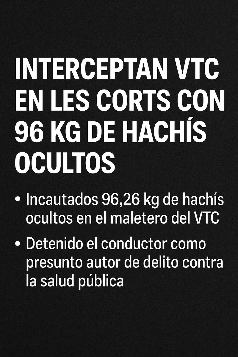 <a href="/Lanubirt/">PiPi lanubirt 👠 5.0</a>
<a href="/eltaxiunido/">#ElTaxiUnido</a>
<a href="/vtc_crash/">Vtc_Crash</a>
<a href="/PlataformaCarac/">𝙋𝙡𝙖𝙩𝙖𝙛𝙤𝙧𝙢𝙖 𝘾𝙖𝙧𝙖𝙘𝙤𝙡-Taxi de Madrid</a>
<a href="/TaxiFedeVLC/">Federación del Taxi Valencia</a>
<a href="/FCantaxi/">Federación Cántabra del Taxi</a>
<a href="/FAAT_Andalucia/">FAAT ¦ Federación Andaluza de Autónomos del Taxi</a>
<a href="/FAET_Andalucia/">ASOCIACIÓN PROFESIONAL DE AUTÓNOMOS ELITE TAXI AND</a>
<a href="/TaxienLucha/">Taxi en lucha</a>
<a href="/horasdetaxi/">La Hora del Taxi</a>
<a href="/YoTaxiLaRevista/">YOTAXILAREVISTA</a>
<a href="/gacetadeltaxi/">gacetadeltaxi.com</a>
<a href="/El_Plural/">El Plural</a>
<a href="/CanalRed_TV/">Canal Red</a>
Interceptan en #Barna 1 vehículo VTC con 100 kilos de hachís ocultos
barnadiario.com/un-operativo-p…