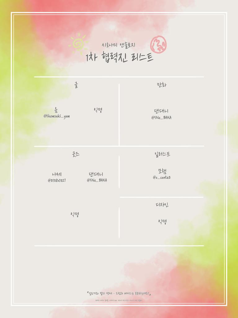SHNM_ANTHOL's tweet photo. ☀️🌕 이번 프로젝트를 빛내주실 ��력진 분들입니다! 🍜🥧 https://t.co/97veukexfi