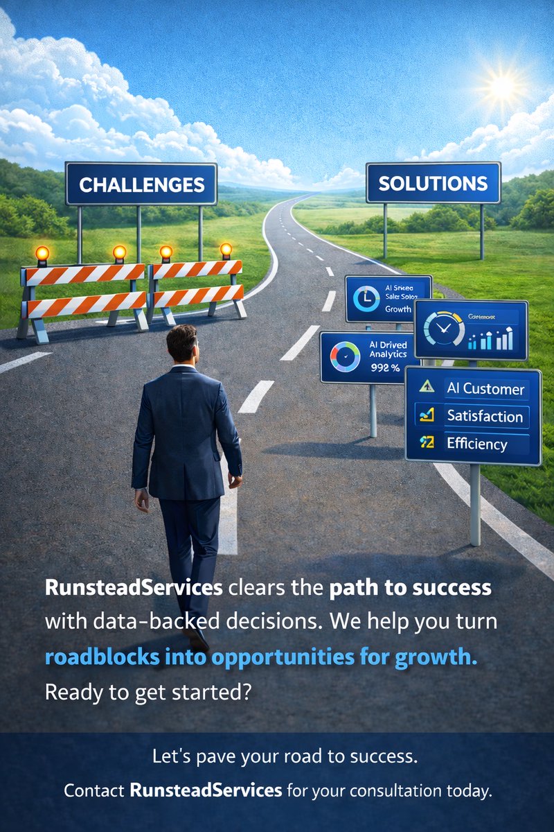 runsteadai's tweet image. RunsteadServices clears the way to success by transforming challenges into growth opportunities with data-driven decisions. Ready to break through the barriers and accelerate your business?

#RunsteadServices #DataDrivenSuccess #GrowthOpportunities