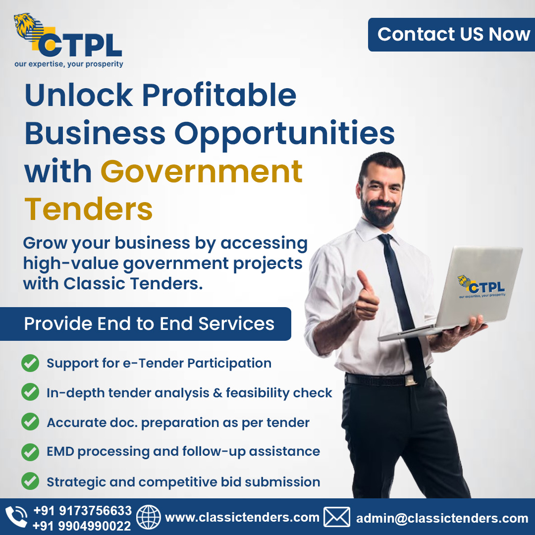 From Tender Analysis to Final Bid Submission We Handle it all for you ✅

For More Details Get in Touch with Us;

Contact Us :  9173756633 |  9904990022
Visit : classictenders.com

#classictenders #tenderbid #tenderservices #tenderconsultant #tendersubmission