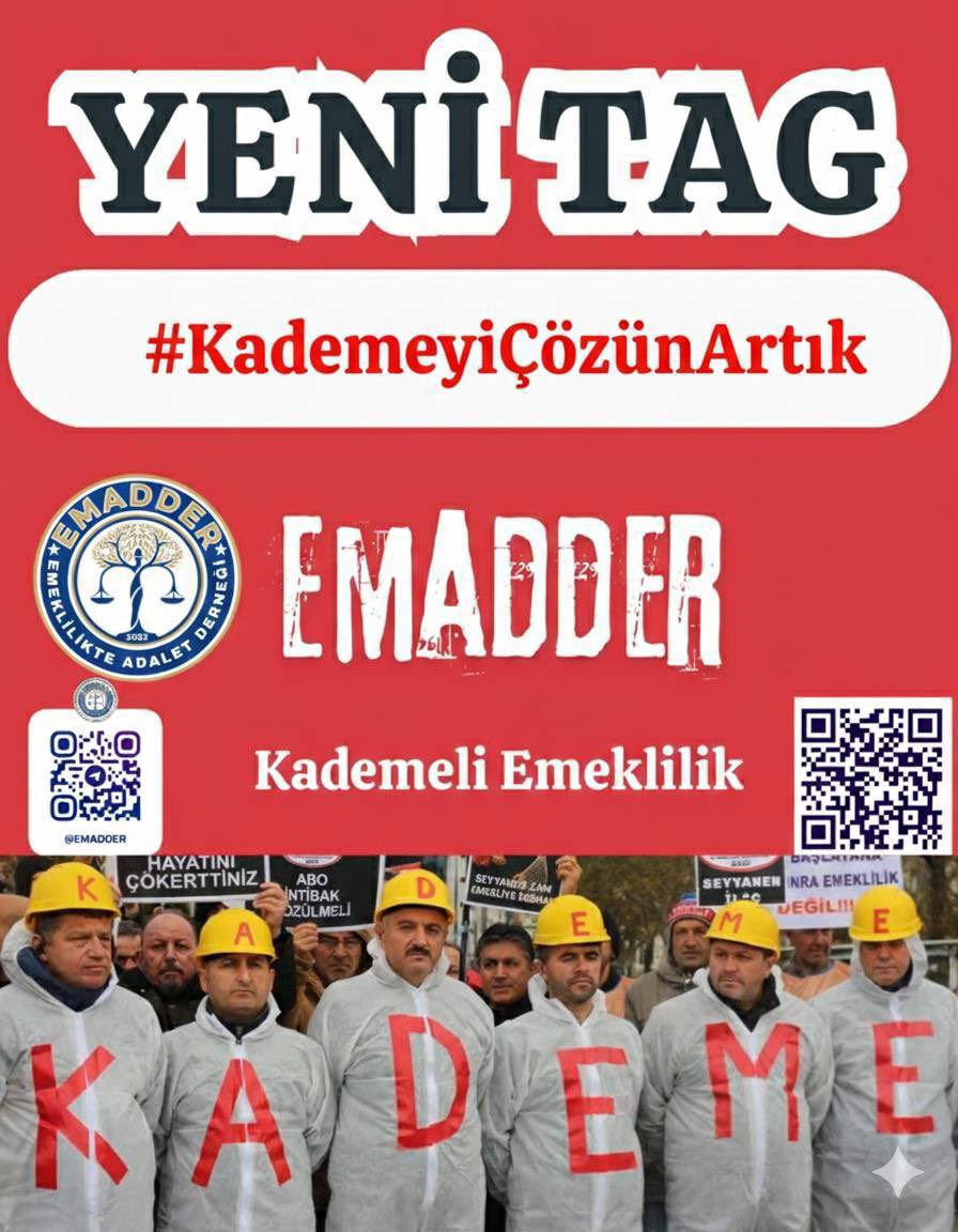 📣📣 TAG DUYURUSU 📣📣
👇👇👇👇👇
#KademeyiÇözünArtık

<a href="/eczburhan/">Burhanettin Bulut</a>
<a href="/hby34/">Hasan Basri Yalçın</a>
<a href="/Yenisehirlioglu/">Bahadır Yenişehirlioğlu</a>
<a href="/PrfDrFilizKilic/">Prof. Dr. Filiz KILIÇ</a>

Bu ülkede aynı şartlarda çalışan insanlar arasında
1 günle 17–20 yıl fark yaratmak adalet değildir!
08.09.1999 sonrası milyonlarca emekçi yıllardır görmezden geliniyor.
