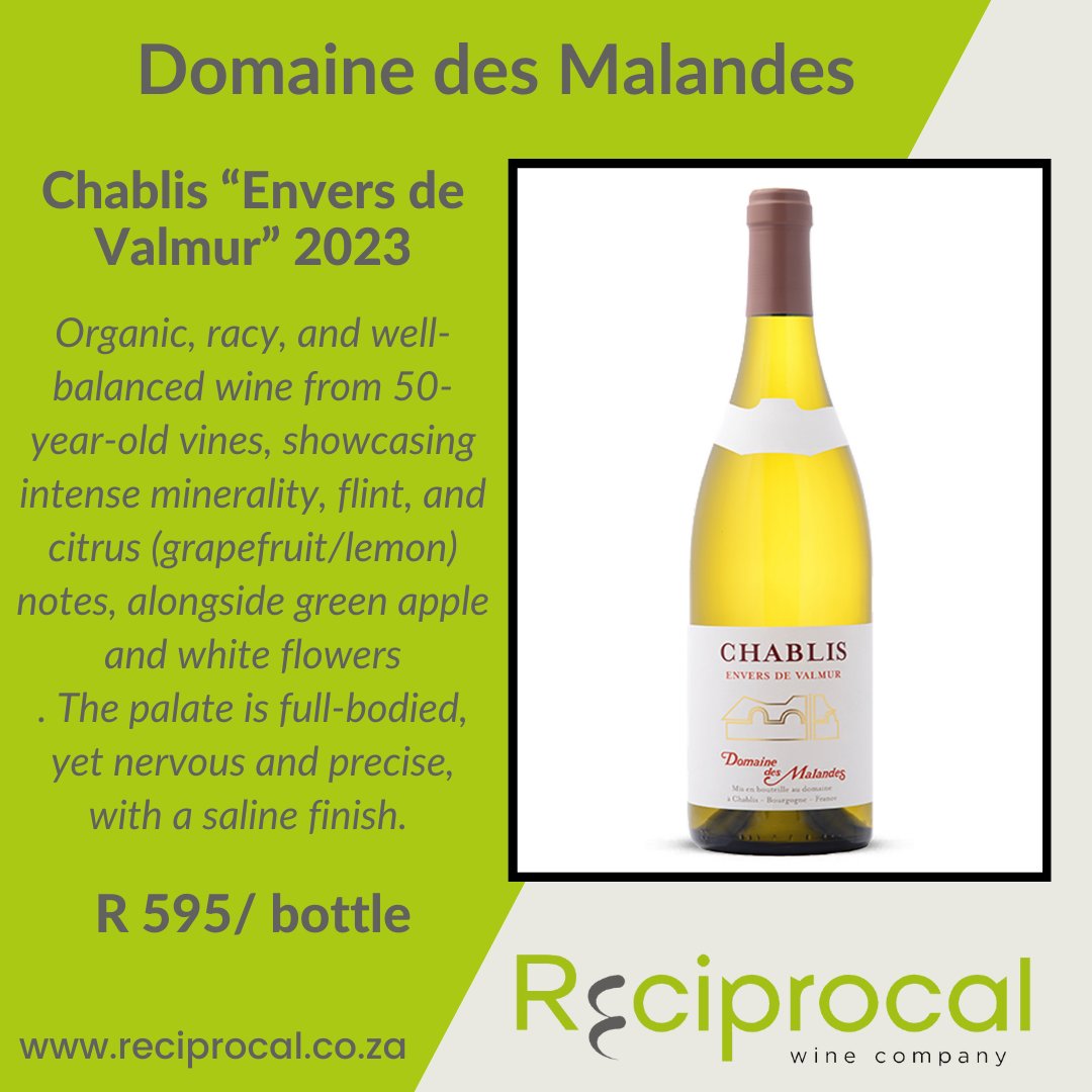 ReciprocalWine's tweet photo. WINE WEDENSDAY

Our featured wine this week is the Chablis "Envers de Valmur" 2023 from Domaine des Malandes.

View the wine on our website --> https://t.co/fn7rc7fPFZ

#reciprocalwines #itsreciprocal #chablis #winewednesday #domainedesmalandes #burgundy https://t.co/7DMhj8KvKA