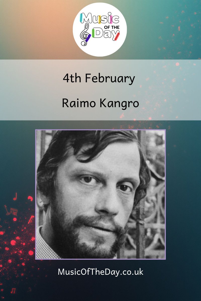 🎼 #ComposerOfTheDay: 4 Feb
Raimo Kangro (1949–2001) – Estonian composer known for energetic, rhythmic music. Display – Portrait of Mozart blends playful character with bold modern colour.

🎧 Listen: Display – Portrait of Mozart
👉 buff.ly/GZSbJXF

#RaimoKangro