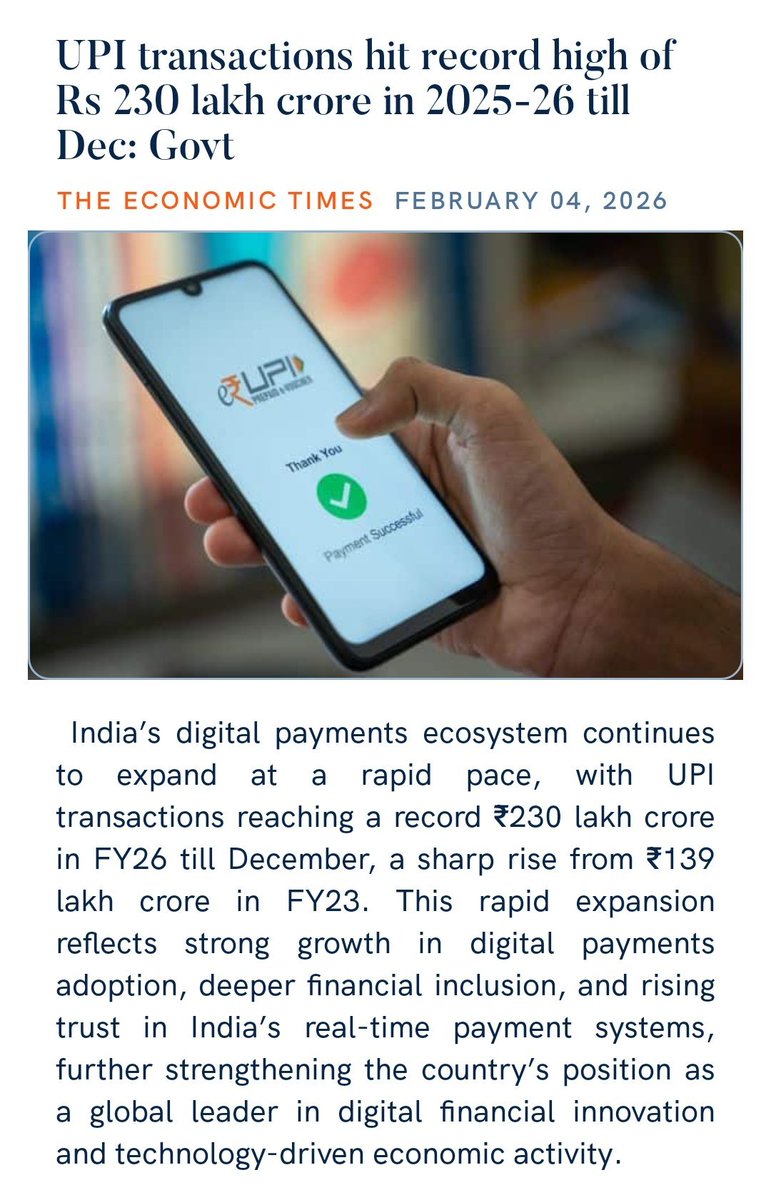 ananyarath73999's tweet photo. What a milestone! UPI hits ₹230 lakh crore in value till Dec FY26—sharp rise showing massive adoption & trust. Under PM Narendra Modi's leadership, real-time payments are powering inclusion & innovation. Bharat leads the world! #UPIRevolution https://t.co/zlTvHOt6Ms