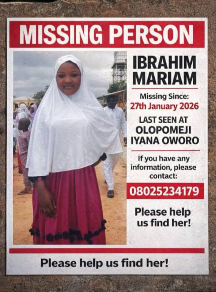 A brother ask me to share this, please share too if it crosses your timeline 

I pray she is found healthy and alive In Shaa Allah