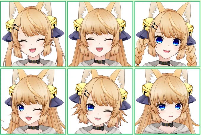 ポートフォリオ用に表情集を作ってたんだけどうちの子たちみんな可愛い #Live2D