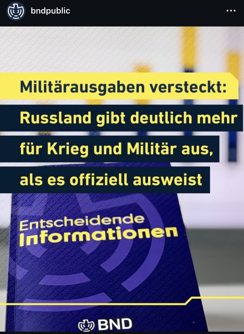 FlorianFlade's tweet image. Neue Info-Offensive? Bei Instagram veröffentlicht der #BND eine Analyse zu russischen Militärausgaben. Bislang wurde Social Media eher zur Personalgewinnung eingesetzt. | #Spionage #Russland #Militär