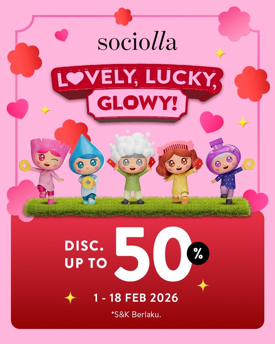 💖 HELLO FEBRUARY: THE MONTH OF LOVE 💖
Bulan baru, waktunya tampil makin glow &amp; penuh cinta ✨

Nikmati DISKON hingga 50% di Sociolla Store
🗓 1 – 18 February 2026

✨ Love is in the air… and so is your glow.
More love, more glow, more reasons to shop 💕