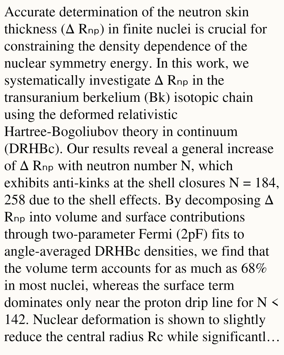 Neutron skin thickness and its volume and surface contributions

Peng Wang, Zi-Dan Huang, Shuang-Quan Zhang, Ting-Ting Sun
arxiv.org/abs/2602.03323 [𝚗𝚞𝚌𝚕-𝚝𝚑]