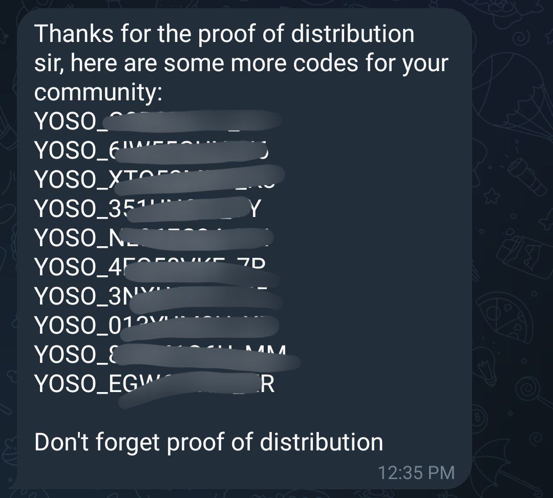 🔥🪂 YOSO Invite Code Giveaway

Got 10 invite codes straight from the <a href="/yososocial/">Yoso 👁️ - Social Prediction</a> team 👀
Giving them away to the community

How to enter 👇
1️⃣ Follow <a href="/onlinesupportrk/">Online Support</a> + <a href="/yososocial/">Yoso 👁️ - Social Prediction</a>
2️⃣ Join Telegram:
👉 t.me/onlinesupportrk 
👉 t.me/yoso_social
3️⃣ Like ❤️ + RT ♻️ + Tag