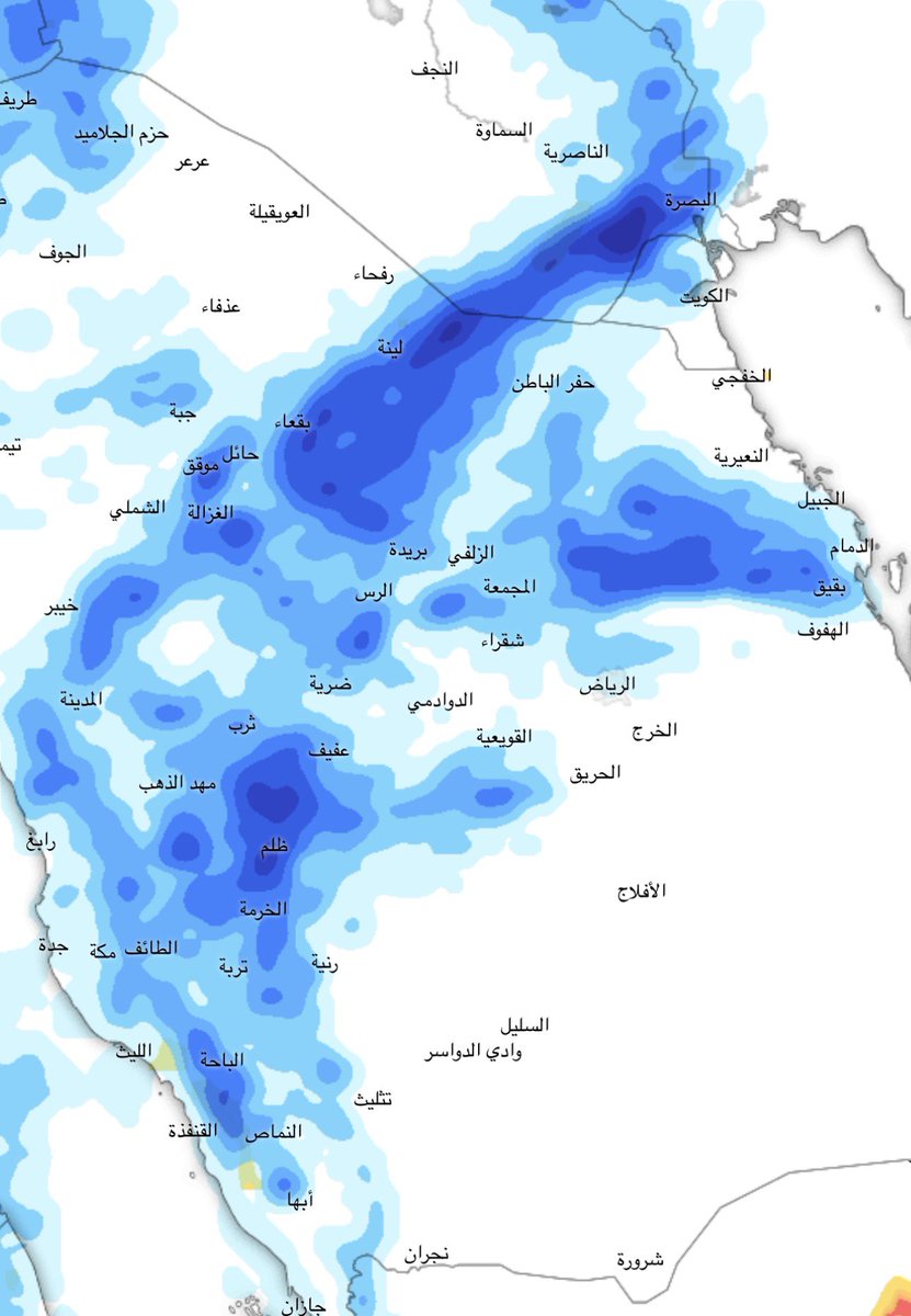 تحديث الاوروبي والنرويجي للنشاط يوم #الجمعة
 #القصيم و #حائل وشرق #المدينة_المنورة والمهد وشرق #الطائف وعفيف ولينه وسدير وعموم #الشرقية و #الكويت حتى اطراف #الخليج_العربي مع حركة في الرياح والله أعلم