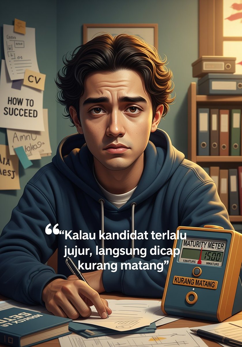 KarirBuzz's tweet photo. JUJUR = BELUM MATANG? 😭

Katanya suruh jujur pas interview, tapi pas udah jujur malah dikira bocah. Dunia kerja emang panggung komedi paling absurd. Ada yang senasib? 💀

Subscribe dan nyalakan lonceng:
YouTube: @SeputarKarirBuzz
IG : KarirBuzz
Facebook: rara.karirbuzz https://t.co/4ryg5X8T46