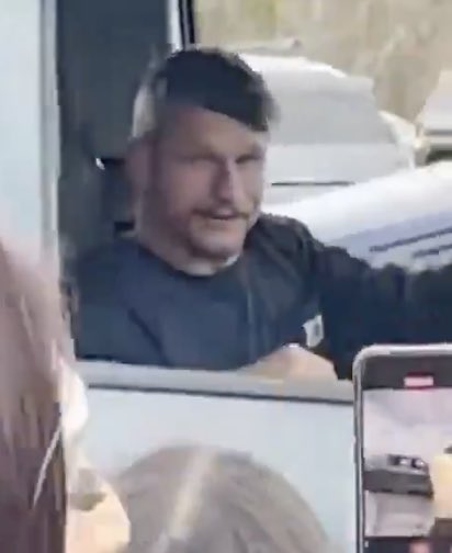 karaokecomputer's tweet photo. this despicable MAGA dumbass assaulted schoolgirls on an ICE walkout, got his ass beat by students who came to protect their classmates, then drove home to shave his head and facial hair in the hopes it would allow him to evade identification (it didn’t work) https://t.co/n9Lri0rXan