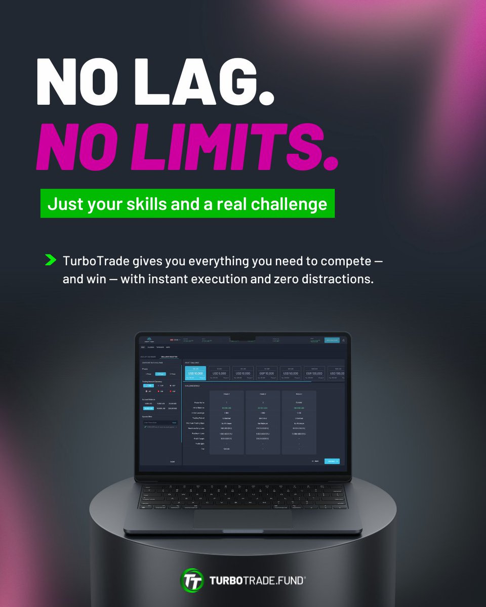 TurboTradeFund's tweet image. At TurboTrade, we’ve removed the obstacles, so you can focus on what matters: trading smart &amp;amp; proving you’ve got what it takes.

Take on a prop challenge powered by MatchTrader.
platform.quicktrade.world/login

#turbotrade #matchtrader #propchallenges #getfunded