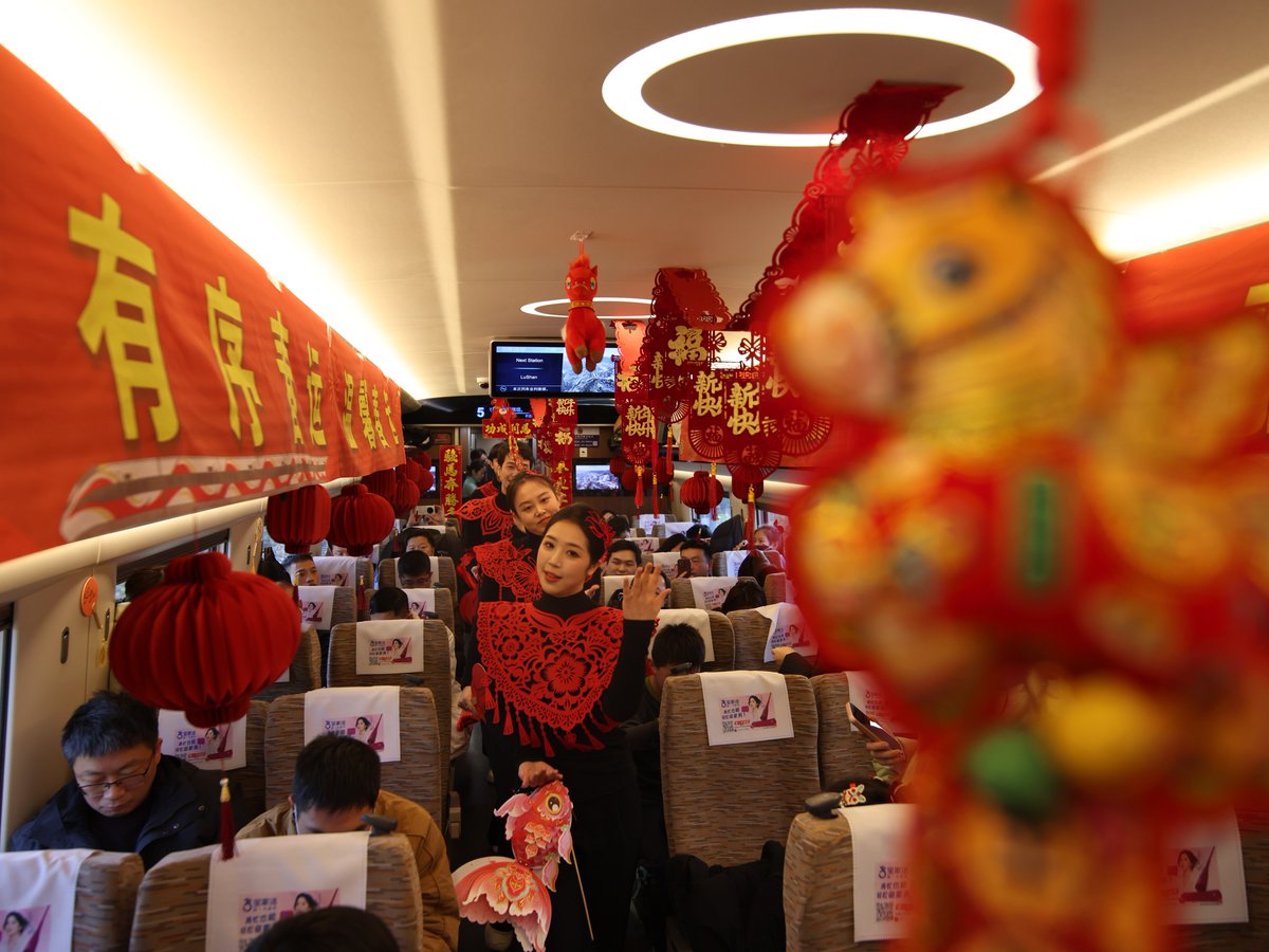 ChinaDaily's tweet image. Chinese #railways handled nearly 12.24 million passenger trips on Monday, the first day of the #SpringFestival travel rush in 2026, China State Railway Group Co Ltd said Tuesday.