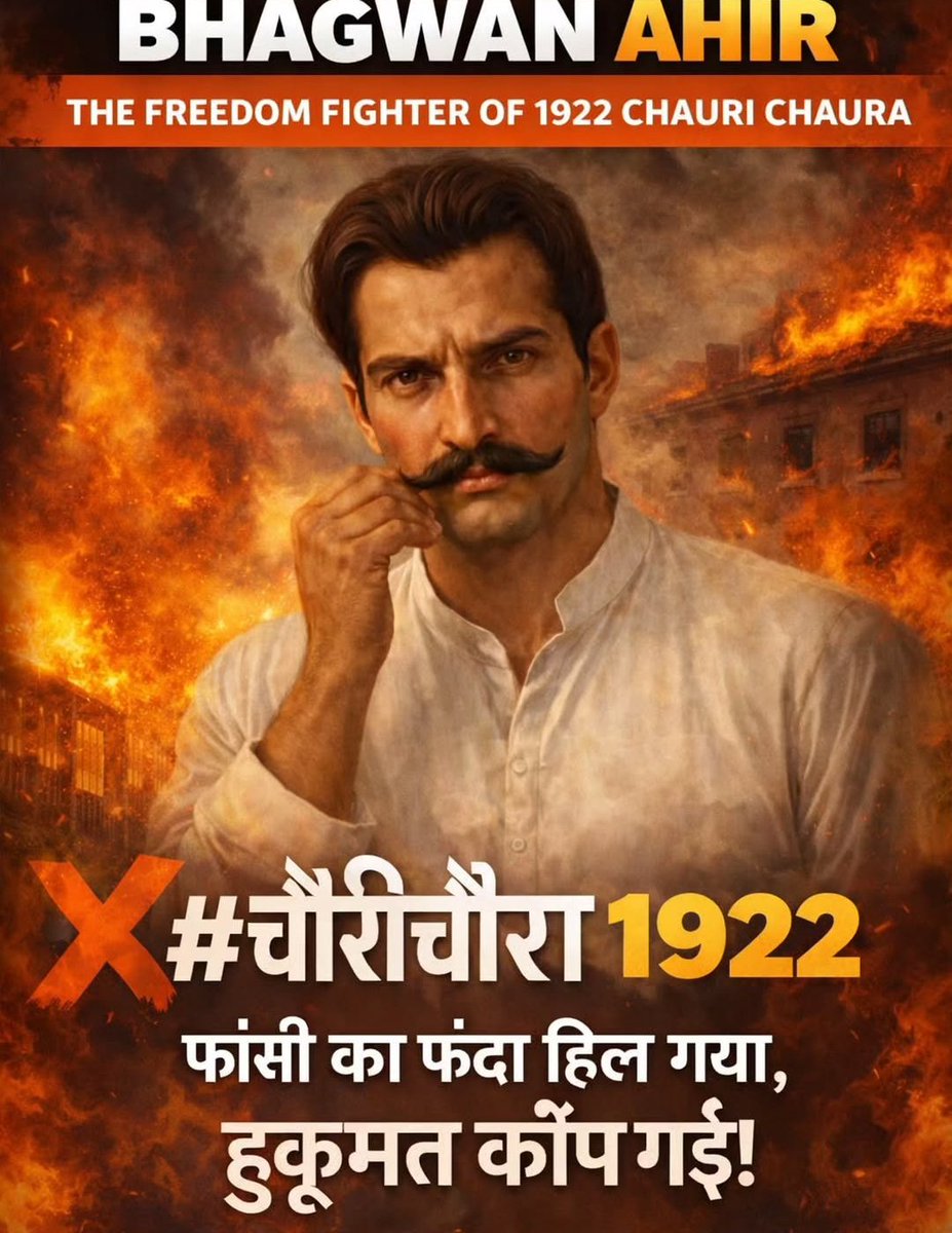 AhirHardImages's tweet photo. भगवान अहीर (1886-1923) भारतीय स्वतंत्रता संग्राम के एक वीर योद्धा थे, जिन्होंने 4 फरवरी 1922 को हुए ऐतिहासिक चौरी-चौरा कांड में प्रमुख भूमिका निभाई। उत्तर प्रदेश के गोरखपुर जिले के डुमरी खुर्द क्षेत्र के ग्वालवंशी अहीर कुल में जन्मे भगवान प्रथम विश्व युद्ध में ब्रिटिश भारतीय सेना में सैनिक के रूप में सेवा कर चुके थे। युद्ध के बाद वे ब्रिटिश शासन की अन्यायपूर्ण नीतियों से क्षुब्ध होकर असहयोग आंदोलन में शामिल हुए।2 फरवरी 1922 को गौरी बाजार में उच्च खाद्य मूल्यों और शराब बिक्री के विरोध में शांतिपूर्ण प्रदर्शन का नेतृत्व करते हुए पुलिस ने उन्हें बुरी तरह पीटा और गिरफ्तार कर लिया। इस घटना ने ग्रामीणों में आक्रोश फैलाया। 4 फरवरी को लगभग 2,000-2,500 प्रदर्शनकारियों ने थाने पर जुलूस निकाला। पुलिस की गोलीबारी के जवाब में भीड़ ने थाने को आग लगा दी, जिसमें 22 पुलिसकर्मी मारे गए।इस हिंसा से व्यथित महात्मा गांधी ने असहयोग आंदोलन स्थगित कर दिया। ब्रिटिश अदालत ने भगवान अहीर सहित 19 क्रांतिकारियों को फांसी की सजा सुनाई, जो 1923 में अमल में आई।

#BhagwanAhir 
#VikramAhir 
#चौरीचौरा_दिवस