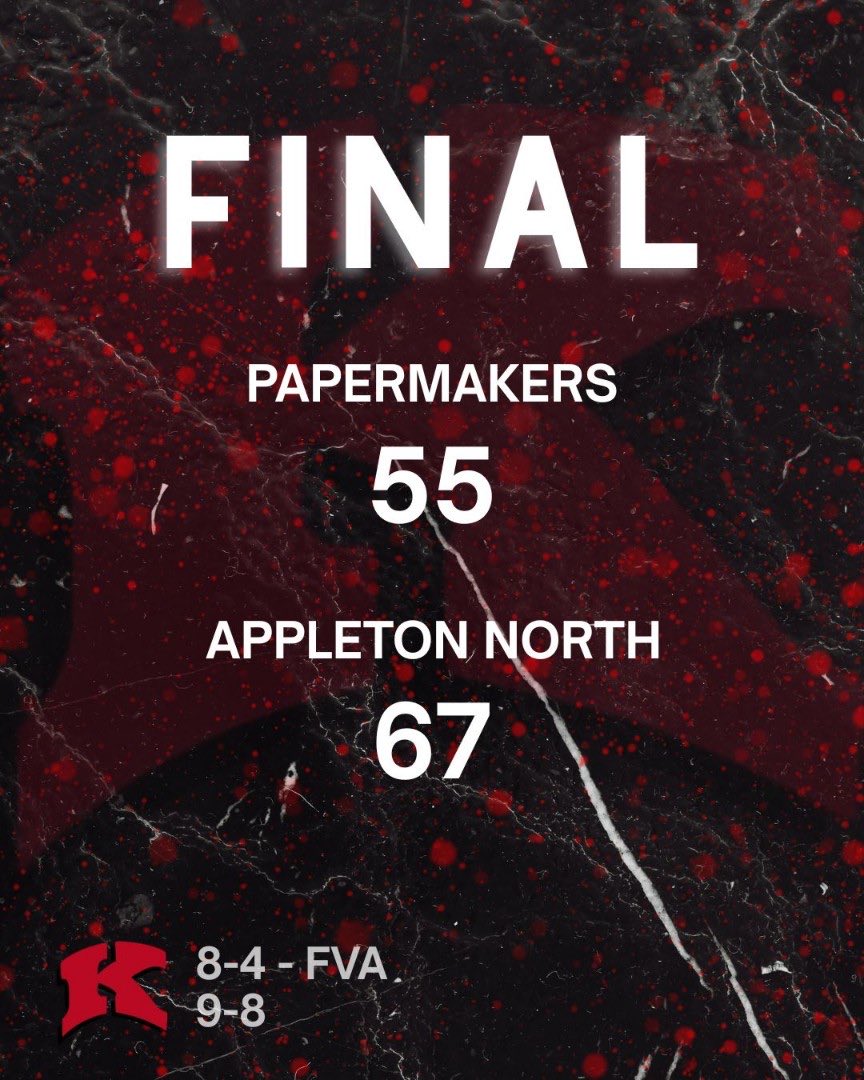 Great battle tonight. This one goes to the Lightning. 

2026 Kegan Pleau 15 Pts, 6 Reb, 4 A
2028 Jaxson Wyngaard 13 Pts
2026 Ryan Buchanan 12 Pts, 6 Reb
2026 Hunter Holschuh 9 Pts, 3-3 from 3

We return to action on Friday night, hosting the Appleton West Terrors.