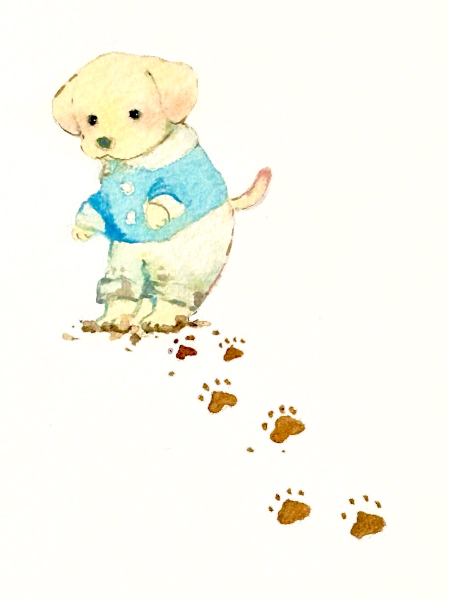 #水彩 
「でもねママ、おててはちゃんとあらったんだよ？」