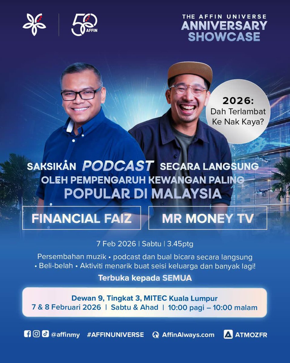 macadamyaaaa's tweet image. Hi korang ! 

Siapa free hujung minggu tu, ini sign korang kena datang ! Banyak benda menarik tau, contohnya ada Hael Husaini 🙈

Jangan buat-buat busy, ajak kawan &amp;amp; jumpa kat sana 🫶

#EventSabtu #WeekendPlans #EventMalaysia #JomDatang #GenZMalaysia #AffinMy