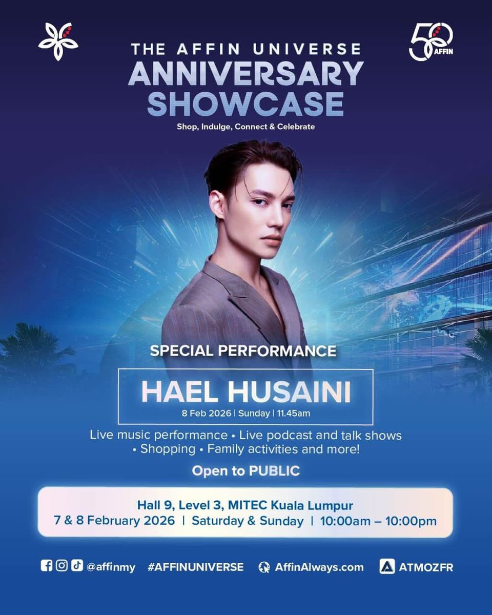 macadamyaaaa's tweet image. Hi korang ! 

Siapa free hujung minggu tu, ini sign korang kena datang ! Banyak benda menarik tau, contohnya ada Hael Husaini 🙈

Jangan buat-buat busy, ajak kawan &amp;amp; jumpa kat sana 🫶

#EventSabtu #WeekendPlans #EventMalaysia #JomDatang #GenZMalaysia #AffinMy