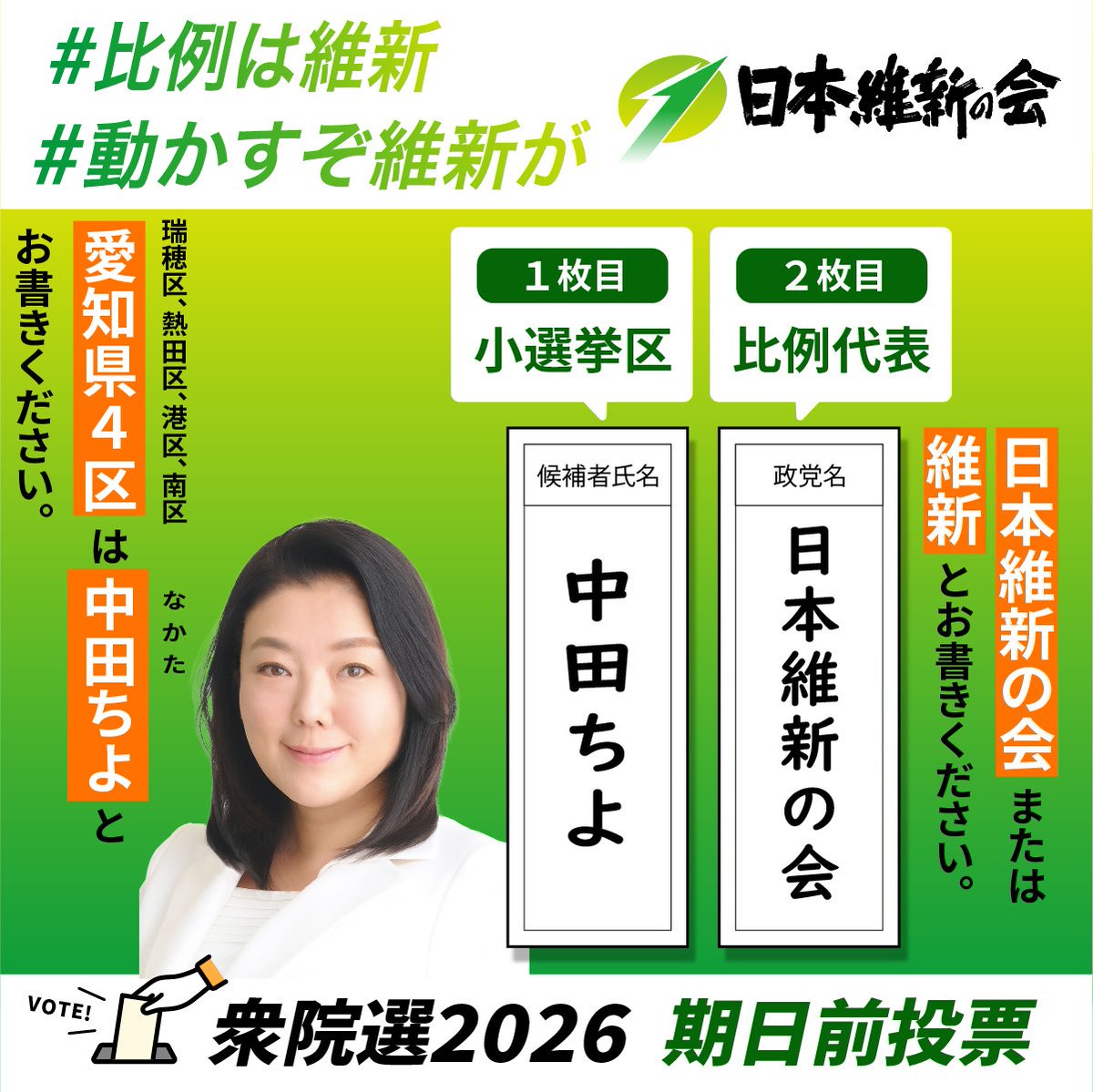 期日前投票が始まっています＞ ／ 愛知4区（瑞穂区・熱田区・港区・南