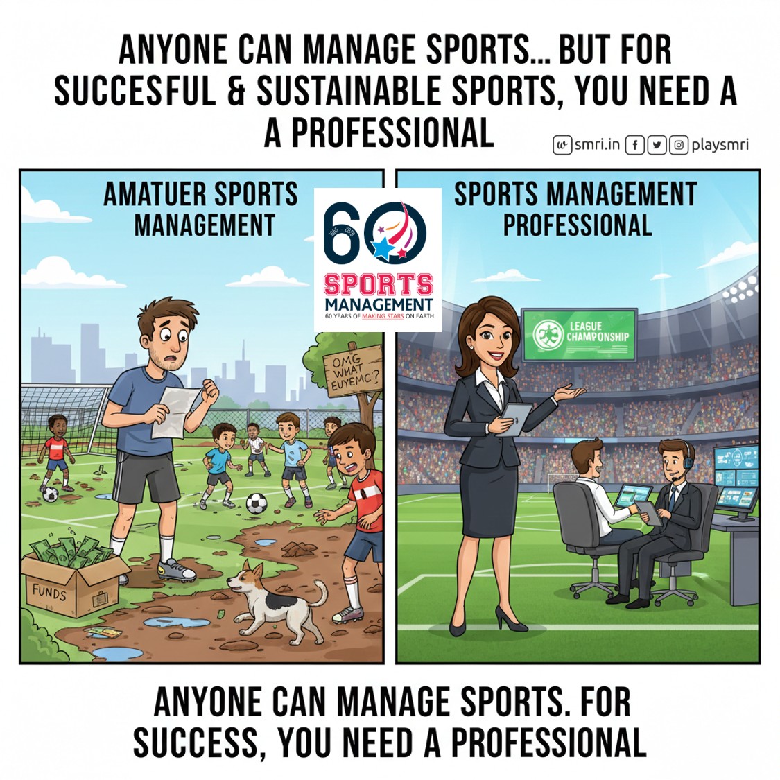 playsmri's tweet photo. Nothing needs to be written to explain the difference between sports managed by people who don't know sports management and those who know sports management. 

#SMRI #SportsManagement #SportsBusiness #SportsIndustry https://t.co/e5O29a6BT0