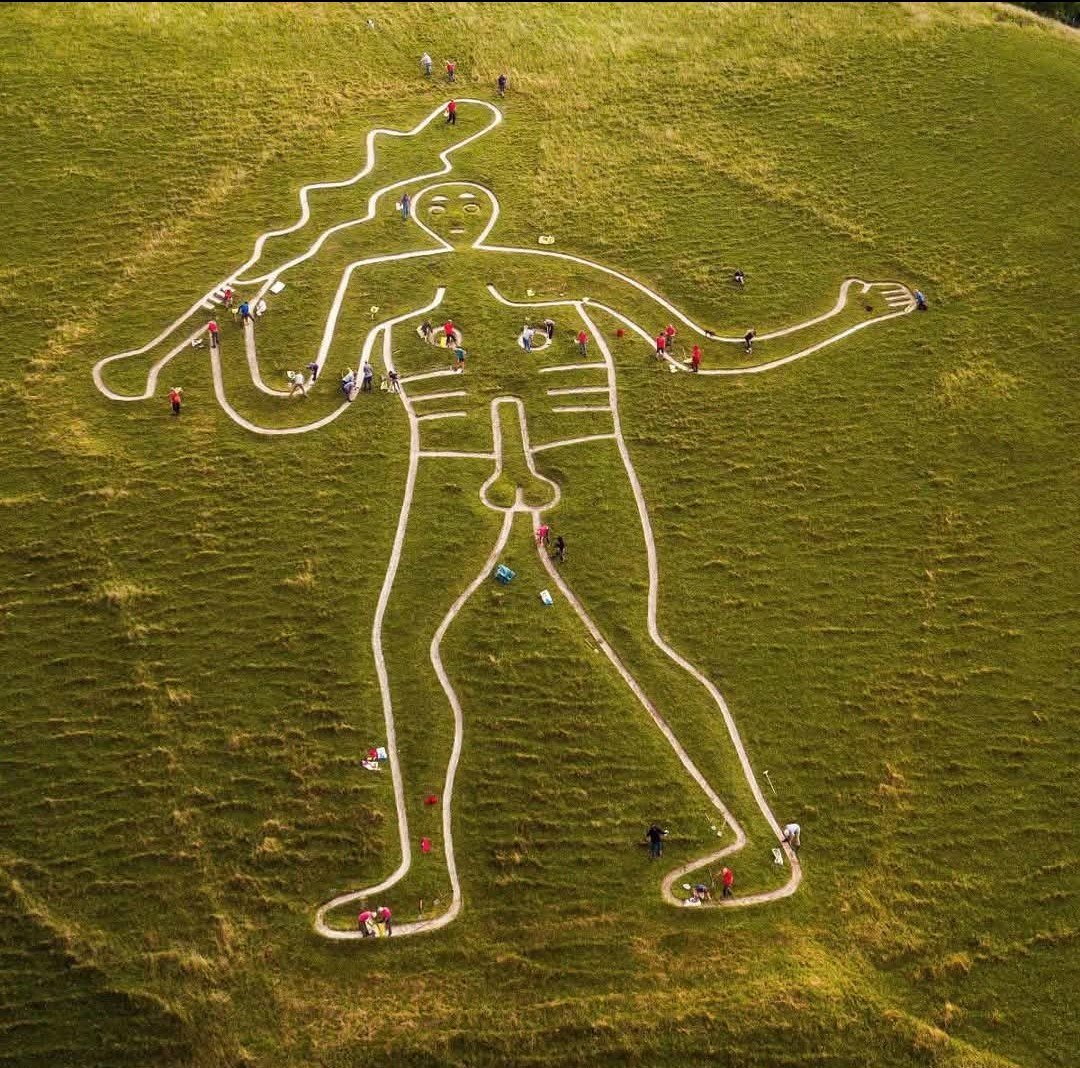 THE CERNE ABBAS GIANT is a 60 meter long hill figure made of chalk in Dorset, England. It was first documented in the 17th century. 

Oh my! 🤭