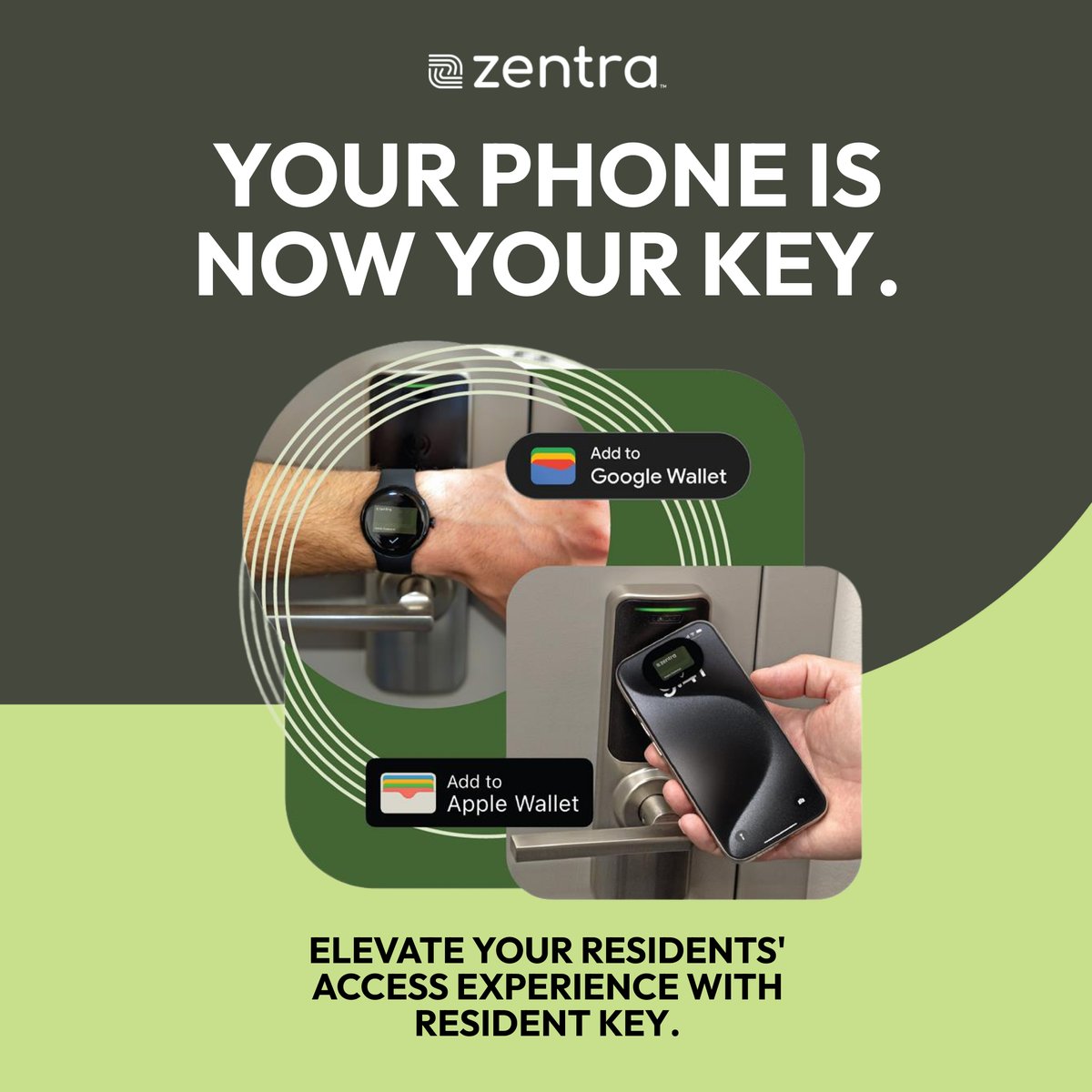 ZentraAccess's tweet photo. More convenience, less hassle. Zentra introduces resident key in Apple Wallet and Google Wallet, granting residents quick, secure access to units, perimeters, and amenities. Welcome to effortless living.

To learn more or request a demo, visit https://t.co/TT0FMuybOM. https://t.co/TSIK3Rpb8x