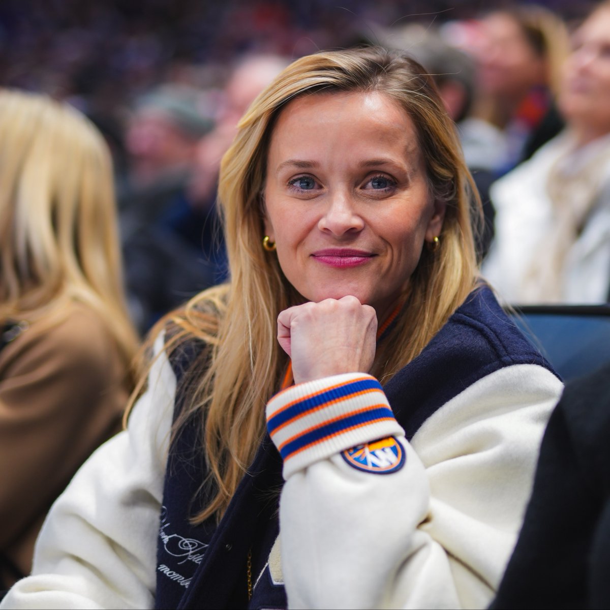 NYIslanders's tweet photo. Reese Witherspoon is back at @UBSArena to cheer on the #Isles! https://t.co/z6DyUoXjlg