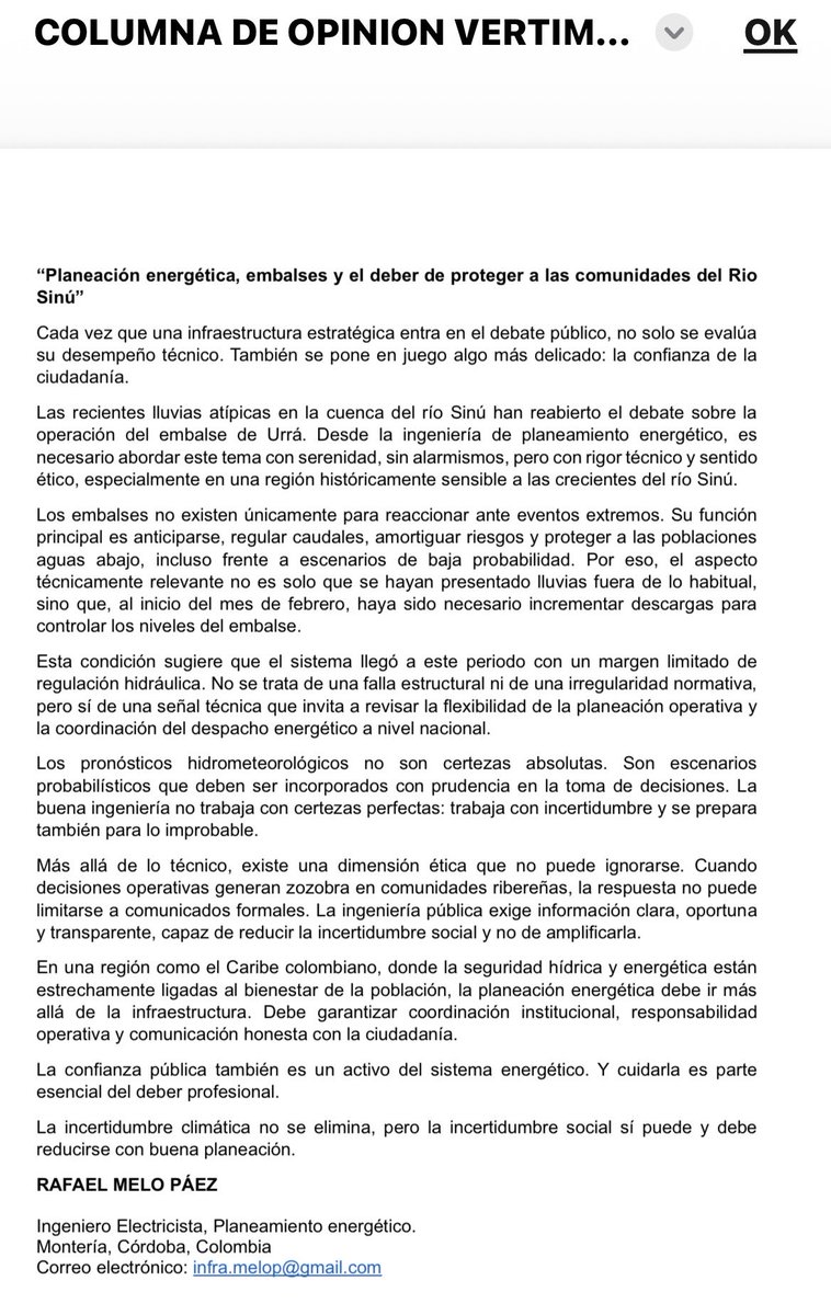 Comparto mi columna de opinión: