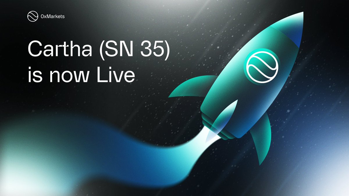 Cartha (SN 35) is now live on mainnet.

Cartha operates as an independent subnet, focused on liquidity, incentives, and on-chain mechanics.
It is live today and open for participation.

This is the phase where:

🌐Early miners can begin participating
🌐Alpha tokens can be
