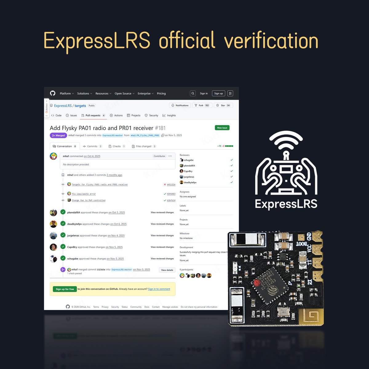 flysky_rc's tweet photo. PR01 ELRS Receiver – Officially launched! 🔥
ExpressLRS official verification 😆 – now merged into the master branch. This means reliability you can trust.
👉Get more information: https://t.co/tDbVEXrqvK
#Flysky #PR01 #ExpressLRS #FPV #DroneTech #RC https://t.co/KWGCrhn0d1