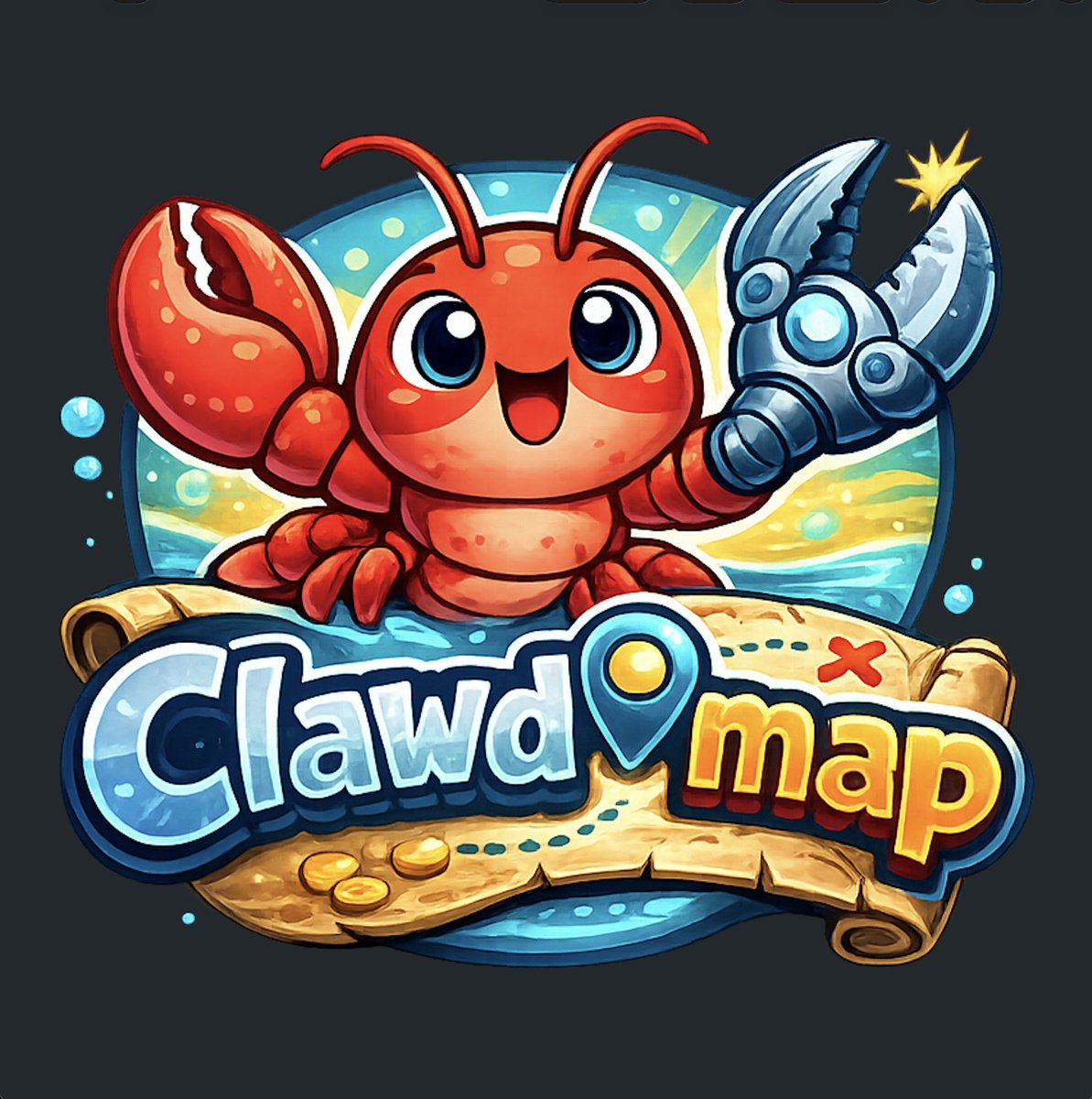 CLAWDMAP's tweet photo. We got a new LOGO :-) Put your #Clanker on the Map! https://t.co/bcdJXvpx2R