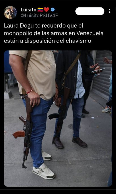 Fantasma_956's tweet photo. 🚨#Patuleitor @LuisitoPSUV4F debe ser neutralizado, por Terrorista Digital. Amenaza públicamente con los Colectivos de Diosdado y Armamento de Guerra a la diplomática Laura Dogu, Encargada de Negocio EEUU, y todos los venezolanos. 🚩@usembassyve @SecRubio @CIADirector #CECOT https://t.co/kzPWms3iaS