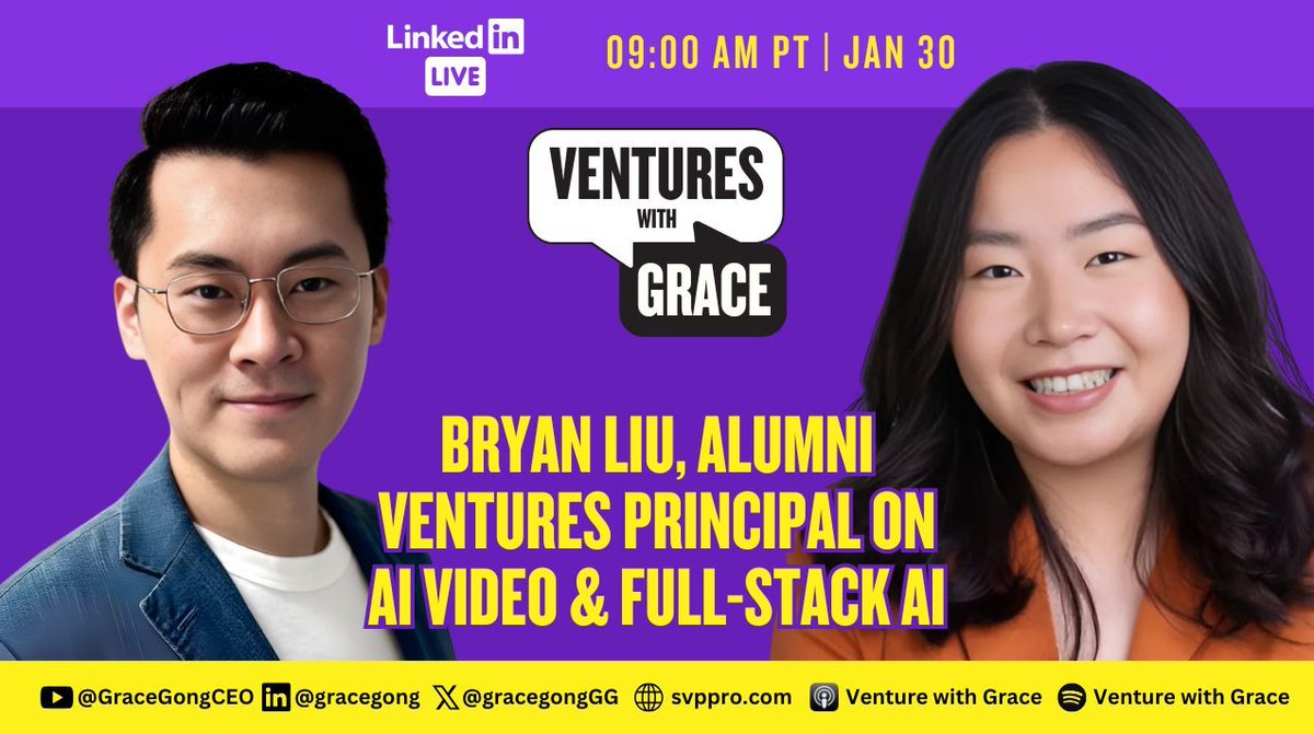 gracegongGG's tweet photo. Listen to my conversation with Bryan Liu on
Spotify: https://t.co/3kd9BP4uEc
Apple: https://t.co/MTlS61WpFc
Youtube: https://t.co/iNntpzyY0n
LinkedIn: https://t.co/z2nIJtPwzT
Website: https://t.co/EUjwXXKFsv
#AutonomousCompanies #Founder #VentureCapital #FrontierTech #AIInvesting