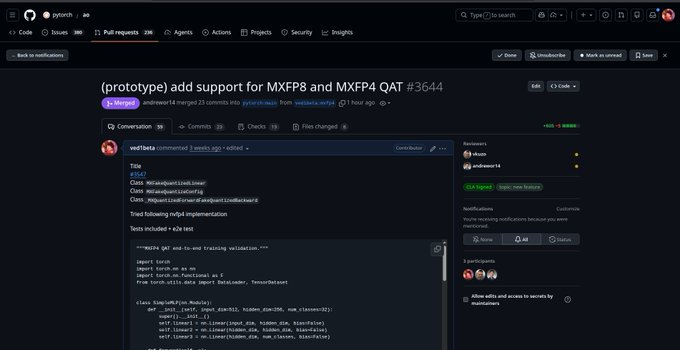 pytorch ao now supports Mxfp4 QAT 🥳🥳