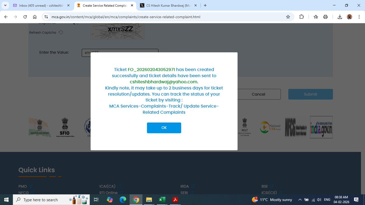 cshkbhardwaj's tweet photo. Request
@MCA21India/@HelpdeskMCA21V3 to kindly mark our MGT-7 as “Defective” so that we may file a revised MGT-7. The original filing contains an inadvertent error, and late fee is accruing per day due to this. Your prompt assistance will be highly appreciated. @PMOIndia https://t.co/r9aLa4MXJG
