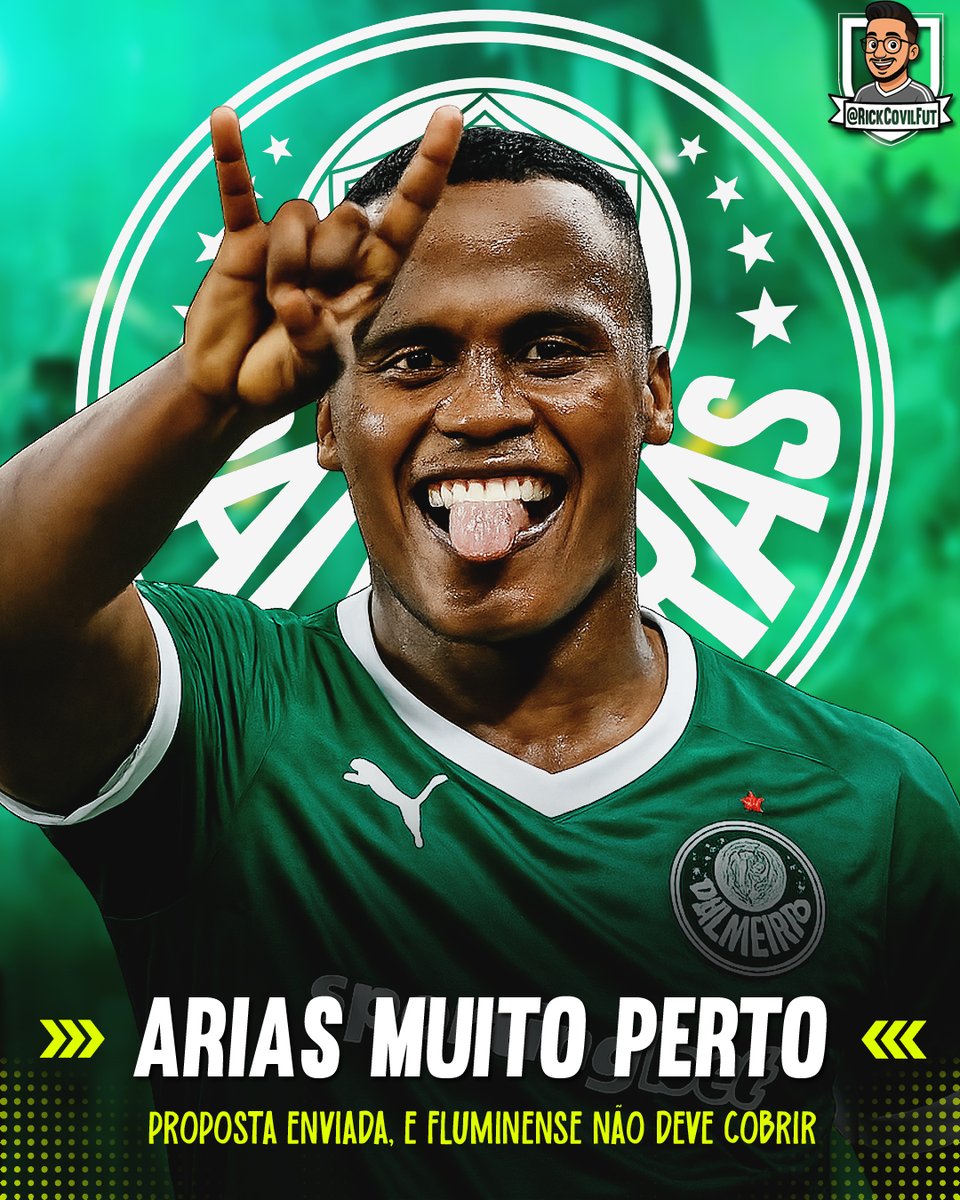 rickcovilfut's tweet image. O Wolverhampton aceitou a oferta do Palmeiras por Jhon Arias: €25 mi (R$ 155 mi). O Fluminense tem até amanhã para igualar, mas, segundo Diogo Dantas, não deve cobrir. Prioridade do Flu é contratar um camisa 9.