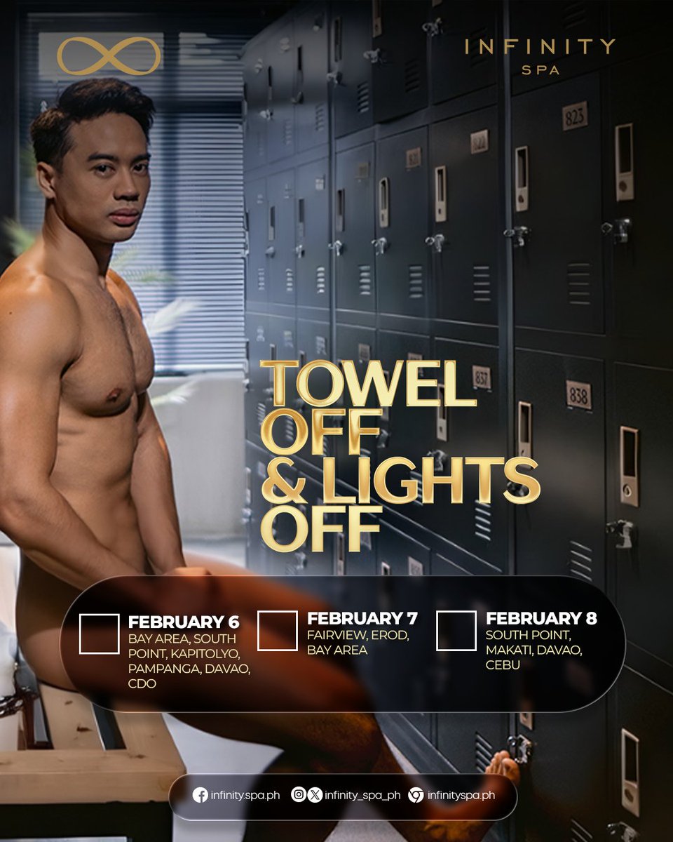 infinity_spa_ph's tweet image. 🔥 TWO SPARTY EVENTS, ONE UNFORGETTABLE WEEK! 🔥
Calling all Mancavers — it’s time to Lick, Rinse… and Towel Off. 😏

💥 MANCAVE CHOCOLATE SPARTY 🍫
Indulge in our signature chocolate experience — sensual, playful, and only at Infinity Spa.
🗓️ Schedule:
• Feb 4 – Makati
• Feb…