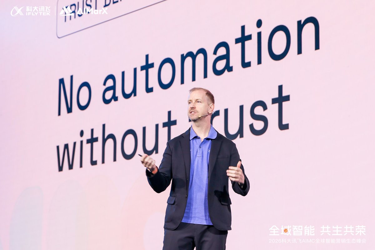 iFLYAIMarX's tweet photo. Unforgettable AIMC 2026! 🎊 

With global ecosystem partners, AIMarX listened to their insightful remarks, pondered the future of AI-powered marketing and the shared new ecosystem we co-create！ https://t.co/8xobcGwe08