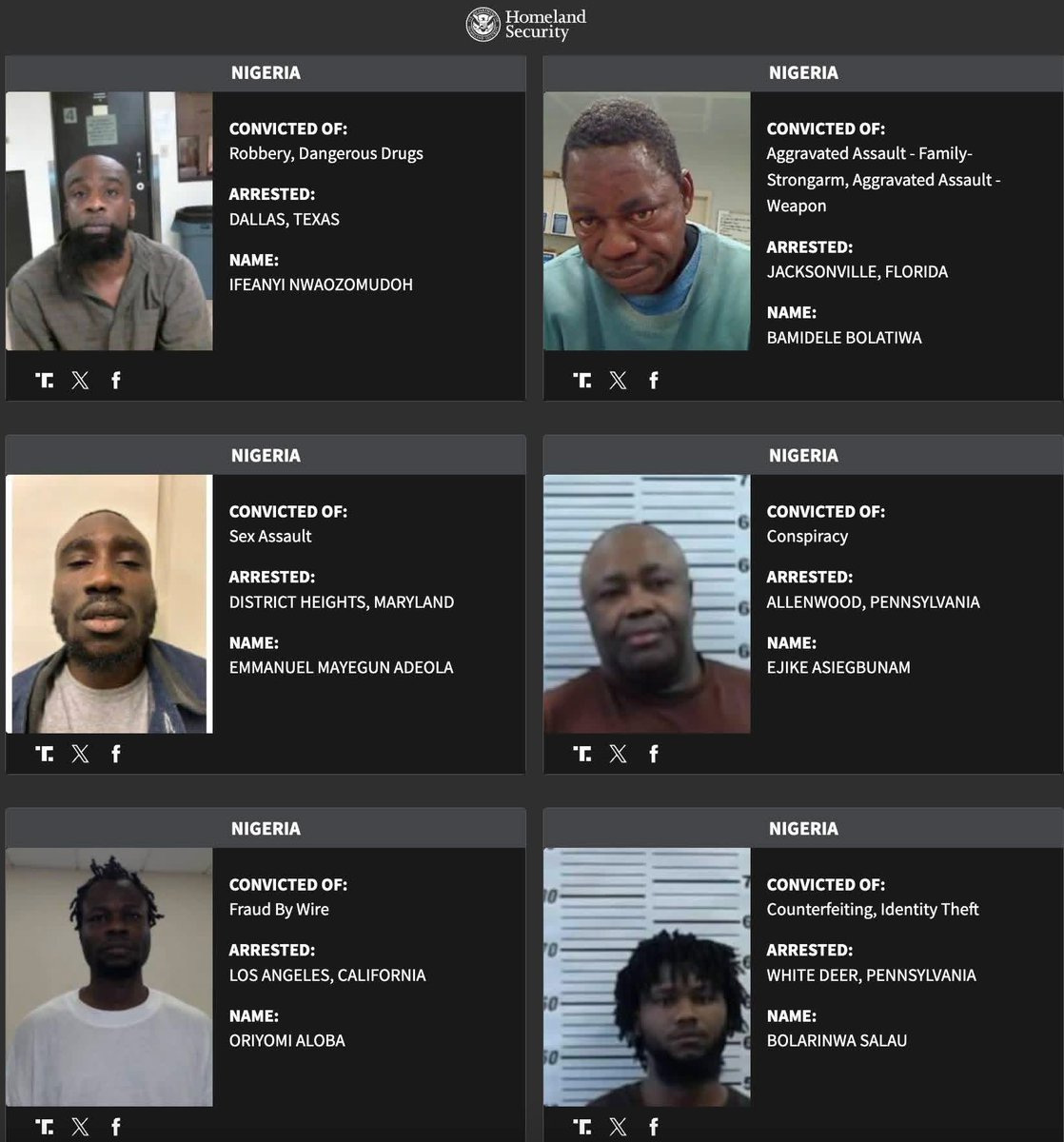 BicromeMedia's tweet photo. ICE to deport 79 Nigerians from the United States named among 'worst of the worst' criminal offenders

The US department of homeland security (DHS) has arrested 79 Nigerians described as among the “worst of the worst” criminal offenders. https://t.co/e6ImVhKbX0