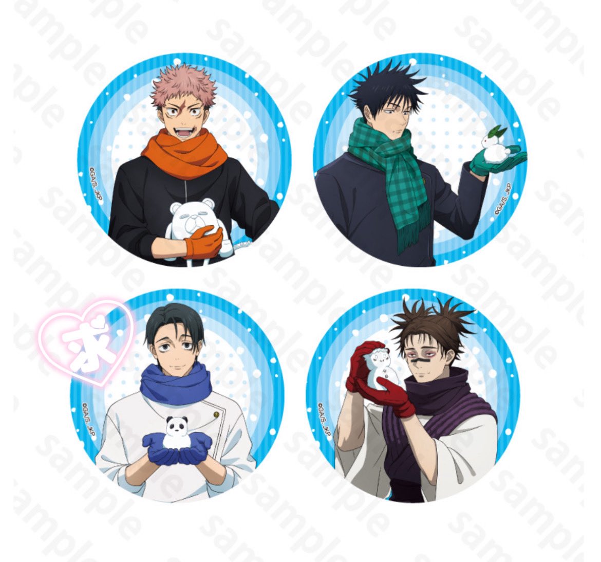 交換】 呪術廻戦 さっぽろ雪まつり 缶バッジ 譲 虎杖 伏黒 脹相 求 乙