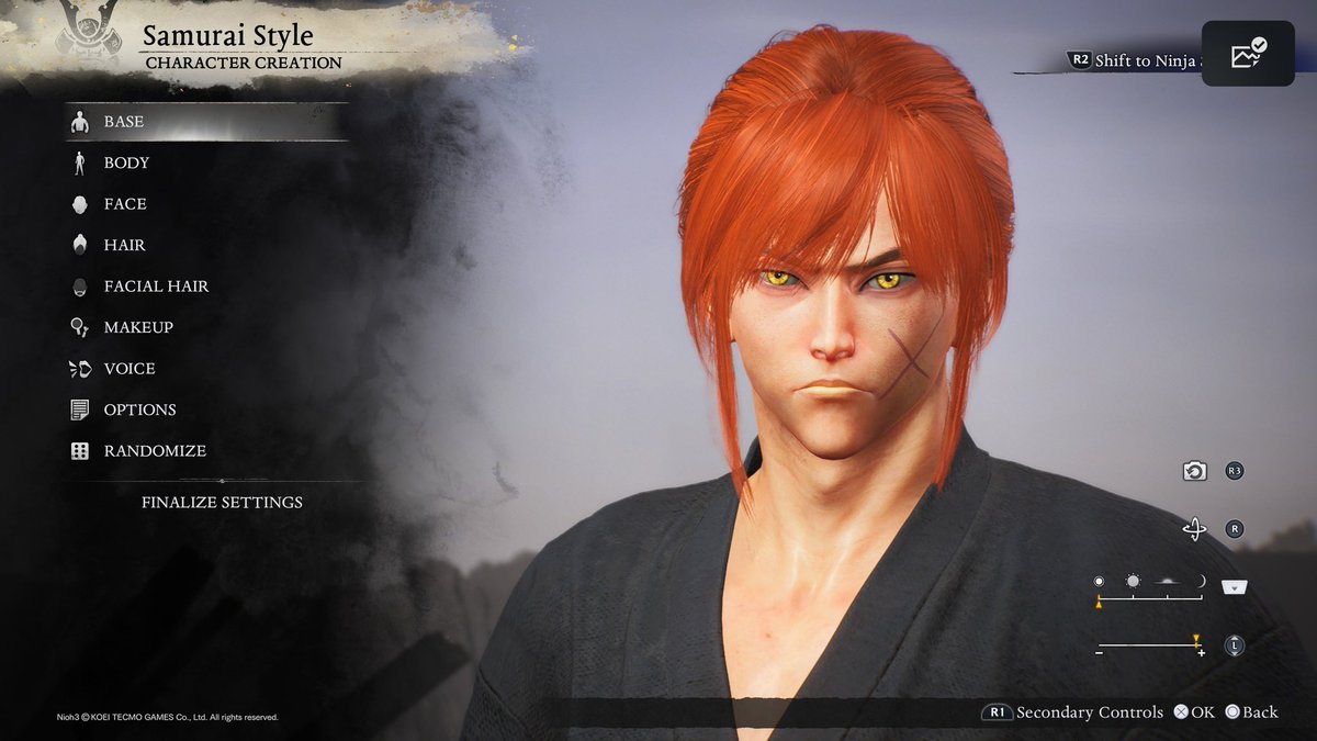 salkhemist's tweet photo. @nioh_game Kenshin Himura Can you add more slots to share character creations i used up all 10 #nioh3code https://t.co/nfXkVvRzPA