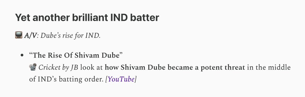 BEST #CRICKET PODS &amp; VIDEOS:

<a href="/cricketByJB/">Cricket by JB</a> on Dube.

All stories at bestofcricket.substack.com/p/roundup-dc-m…