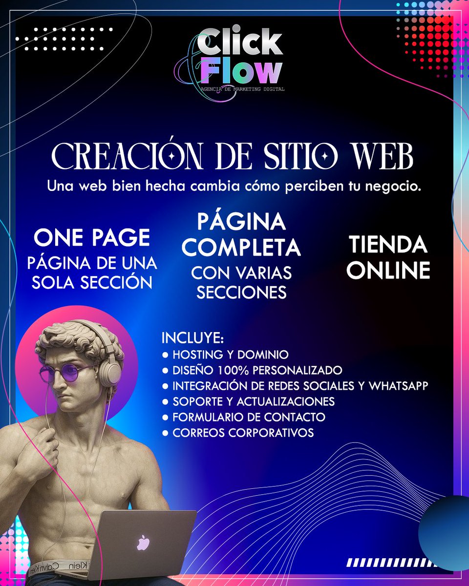 clickandflow's tweet image. Creamos sitios web claros, funcionales y adaptados a las necesidades reales de tu marca. 🟣🔵⚫️✨