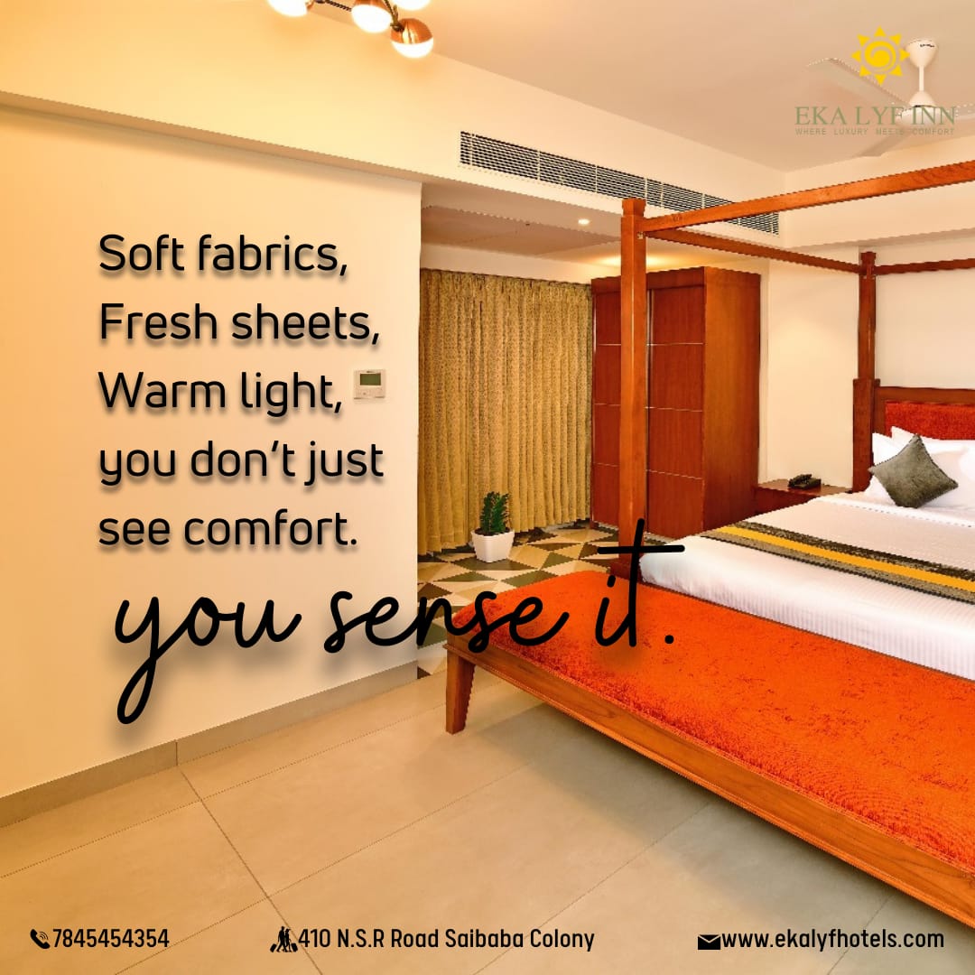 EkaLyfhotel's tweet image. Soft fabrics, fresh sheets, and warm light ✨🛏️
At EKA LYF INN, comfort isn’t just seen — it’s felt.
Step in, slow down, and relax in a space designed for pure ease 🤍🌿

#EKALyfInn #FeelTheComfort #StayInStyle #CoimbatoreHotels #LuxuryStay