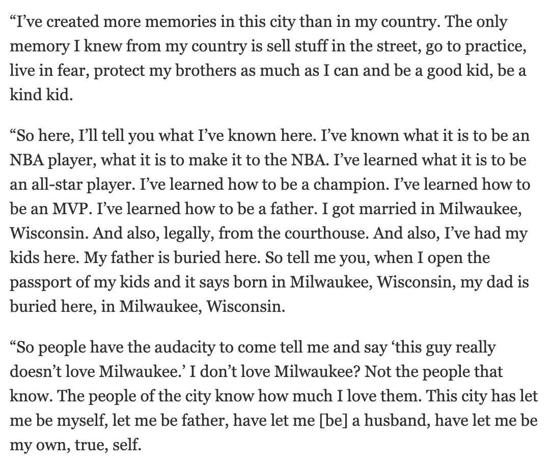 Giannis Antetokounmpo and Milwaukee, Wisconsin. It's bigger than basketball.
