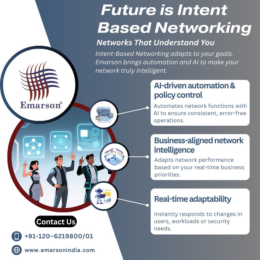 Emarsonindia's tweet photo. The network of tomorrow is proactive, predictive, and powerful.
At Emarson, we bring Intent-Based Networking that aligns technology with your business intent.

#IntentBasedNetworking #NextGenNetworks #Emarson #EnterpriseInnovation #AINetworking #SmartConnectivity #FutureOfIT https://t.co/LiLD30FAYc